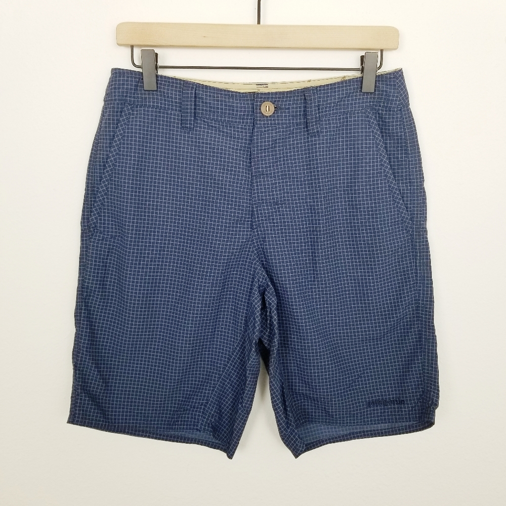 Patagonia men's navy blue plaid shorts